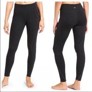 Athleta High Rise Ankle Zipper Side Pocket Legging, Black, Size Large